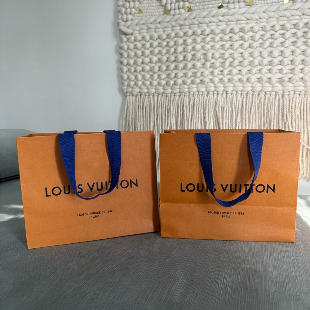 Louis Vuitton Orange Bag with Blue Straps